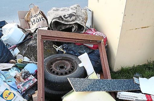 Oft kommt es zu illegalen Müllablagerungen bei den Containern.  Foto: Stadt Rottenburg