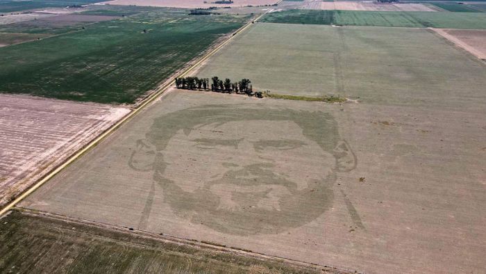 Maisbauer pflanzt riesiges Porträt von Lionel Messi auf seinem Acker