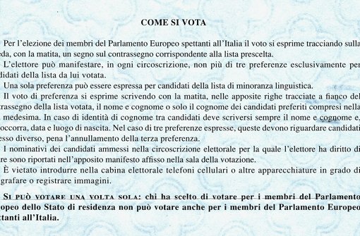 Bitte nur ein Mal wählen: Hinweis des italienischen Innenministeriums Foto: StN