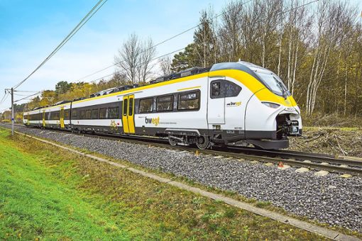 Batteriebetriebene Fahrzeuge von Siemens sollen auf der Strecke der Hesse-Bahn fahren – allerdings nur halb so lange wie das abgebildete. Foto: Siemens