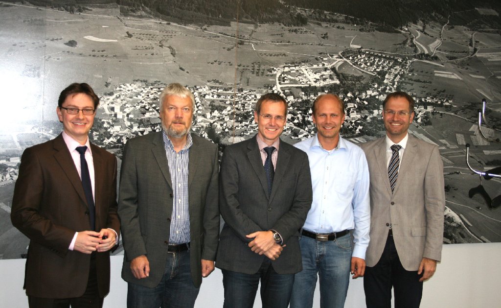 Gemeinsam voran: Die Bürgermeister (von links) Martin Leo Maier (Frittlingen), Rudolf Wuhrer (Denkingen), Ralf Fahrländer (Aldingen), Thomas Albrecht (Wellendingen) und Ralf Ulbrich (Deißlingen) sind sich einig. Foto: Archiv