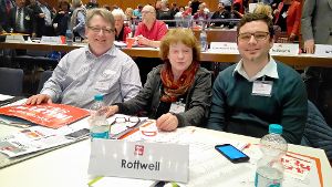 Mirko Witkowski (von links), Elke Ringl-Klank und Torsten Stumpf vertraten den SPD-Kreisverband Rottweil beim SPD-Landesparteitag in Schwäbisch Gmünd.   Foto: Witkowski Foto: Schwarzwälder-Bote