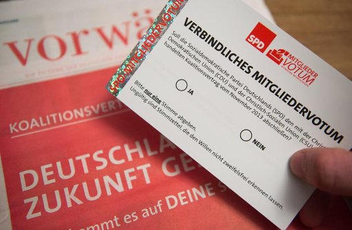 Noch bis Donnerstag dürfen die SPD-Parteimitglieder über den Koalitionsvertrag abstimmen.  Foto: Gambarin