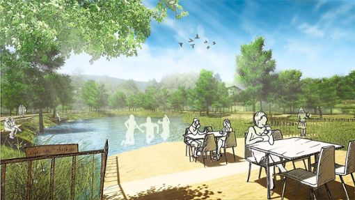 Ein Café am Forbachsee – für die Gartenschau gibt es viele Ideen.  Visualisierung:  Planstatt Senner Foto: Schwarzwälder Bote