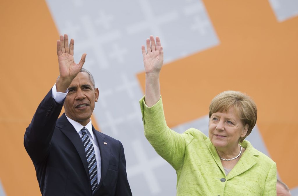 Politische Freunde – Barack Obama und Angela Merkel. Mehr Bilder vom Treffen in unserer Bilderstrecke. Foto: Getty Images Europe