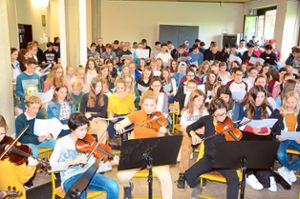 Die Musizierenden des AMG bereiten sich hochmotiviert auf den Konzertabend vor. Foto: Schule Foto: Schwarzwälder Bote