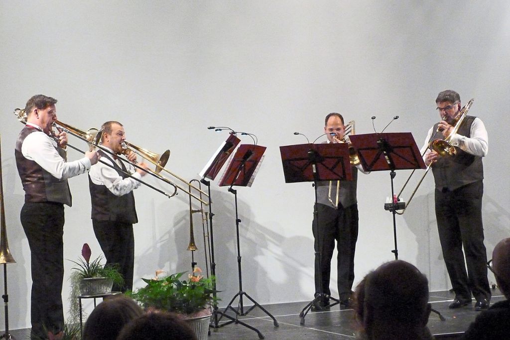 Das Posaunenquartett Opus 4 eröffnete den Reigen der diesjährigen Meisterkonzerte im Altensteiger Bürgersaal. Foto: Kosowska-Németh Foto: Schwarzwälder Bote