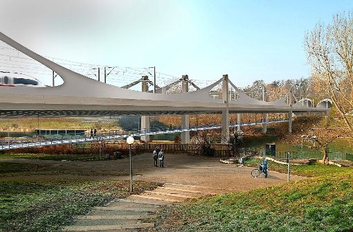Die Konstruktion der Neckarbrücke  als Mischung aus Schrägseil- und Trogbrücke ist  weltweit bisher einmalig. Foto:  