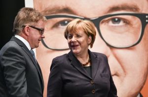 Bundeskanzlerin Angela Merkel mit CDU-Spitzenkandidat Guido Wolf. Foto: dpa