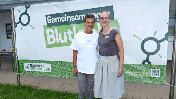 An Leukämie erkrankte Kerstin Schäfer    freut  sich über  Erfolg