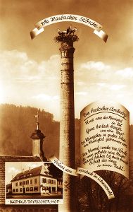 Einst haben die Haslacher auf Postkarten mit dem Storch geworben, der damals auf dem Kamin einer ehemaligen brauerei nistete.  Foto: Repro Krafczyk Foto: Schwarzwälder-Bote