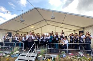 Die Lokalmatadoren der Musikkapelle Bochingen dürfen seit der Premiere des Biergartenfests den Abschlusstag gestalten. Foto: Holzer-Rohrer