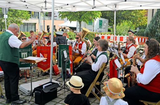 Die Musikgemeinschaft Ebhausen/Walddorf sorgte für die musikalische Umrahmung der ersten Vereins-Hocketse. Foto: Uwe Priestersbach