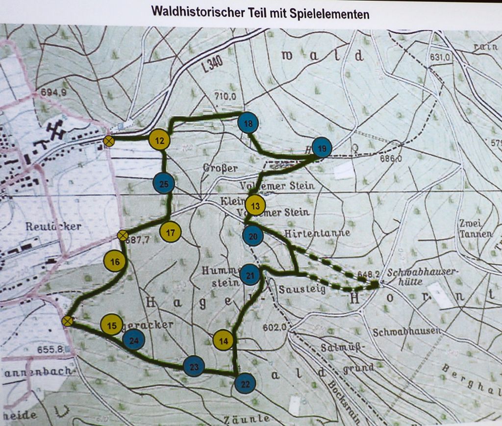 Den neuesten Plan für den waldhistorischen Teil des Themenweges legte die Verwaltung am Dienstag vor.  Fotos: Gegenheimer