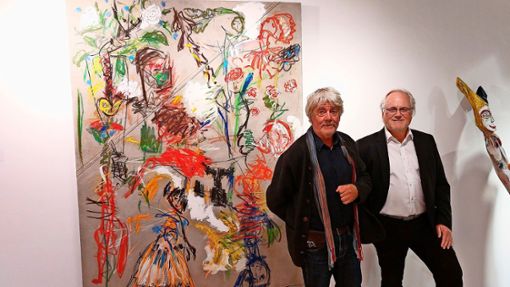 Hans Mendler (links) stellt in der Galerie von Walter Meinlschmidt aus. Foto: Szymanski