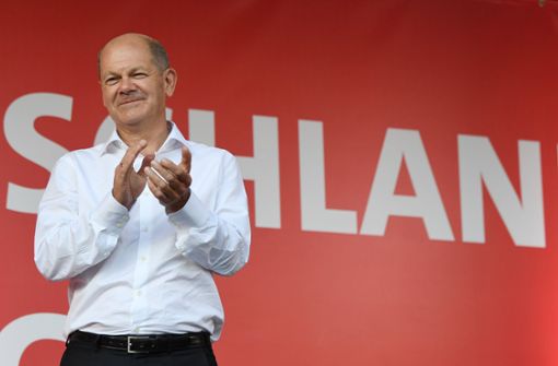 Hat derzeit Grund zur Freude: SPD-Kanzlerkandidat Olaf Scholz. Foto: dpa/Swen Pförtner