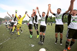 Die Schonacher Spieler bejubelten  am Samstag mit ihren Fans den Landesliga-Aufstieg. Foto: Marc Eich