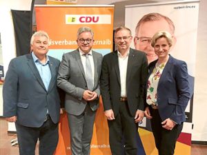 Werben für Europa: (Von links) Joachim Rebholz , Vorsitzender des CDU-Stadtverband Balingen, Guido Wolf, Norbert Lins und Nicole Hoffmeister-Kraut. Foto: CDU Foto: Schwarzwälder Bote