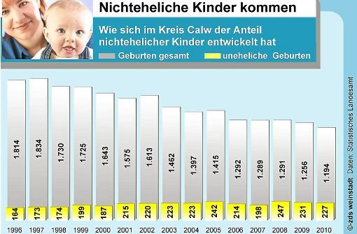 Der Anteil nichtehelich geborener Kinder ist im Kreis Calw im Jahr 2010 auf inzwischen 19 Prozent gestiegen. Foto: Statistisches Landesamt
