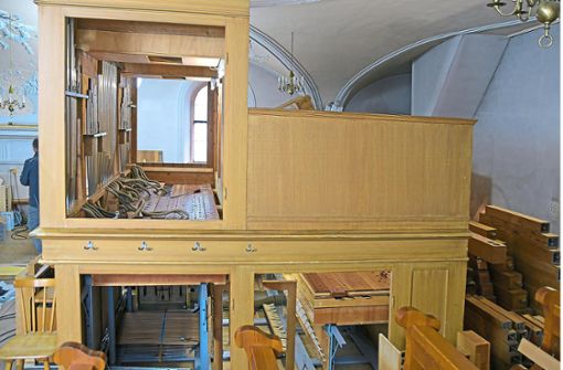 Die Stadtkirche ist gegenwärtig eine Baustelle, Fachleute sanieren die Orgel. Foto: Kirchengemeinde Auf der Baar 