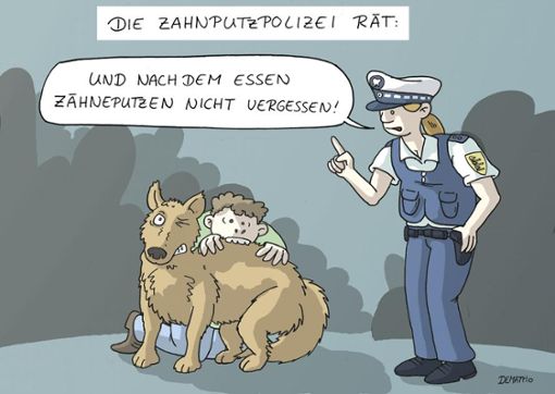 Karikatur "Die Zahnputzpolizei"