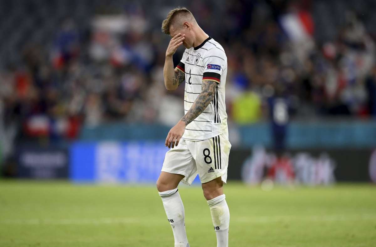 Enttäuschung bei den deutschen Spielern nach dem 0:1 bei der EM 2021.