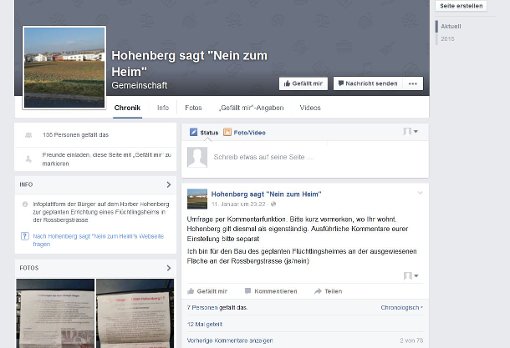 Die Facebookseite Hohenberg sagt Nein zum Heim ist offline. Foto: Archiv