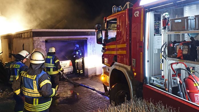 Großbrand in einer Garage in Kittersburg