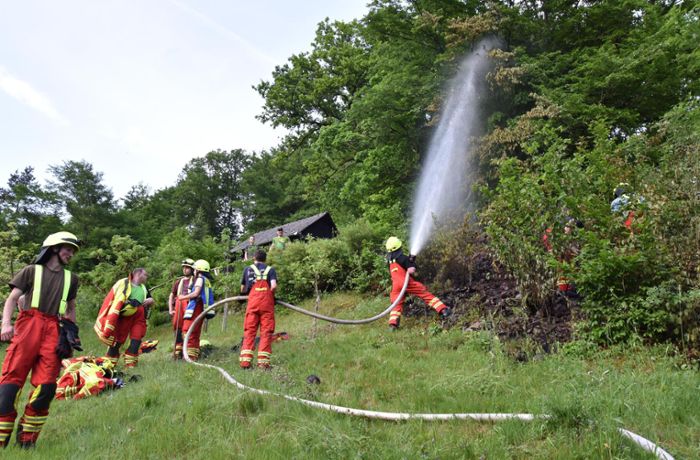 Brand am Schlossberg: Feuerwehr Schiltach muss Unterholz und Baum ablöschen