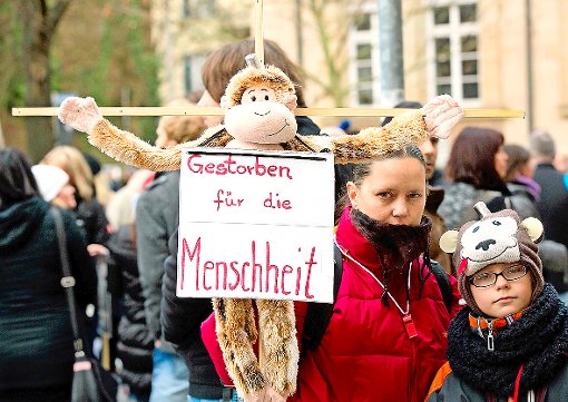 In der Vergangenheit gab es zahlreiche Proteste gegen die Tierversuche an Affen in Tübingen. Foto: Latz