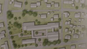 Der Plan für die Erweiterung der Grundschule: rechts unten ist der neue Baukörper zu sehen. Foto: Architekturbüro Ackermann und Raff