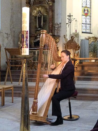 Mit feinen Klängen auf ihrer Harfe zieht Stefanie Kirner die Konzertbesucher in ihren Bann.  Foto: Appel Foto: Schwarzwälder-Bote