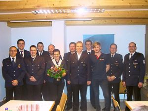 Die Gewählten und Beförderten bei der Freiwilligen Feuerwehr Heiligenzimmern. Foto: May Foto: Schwarzwälder Bote
