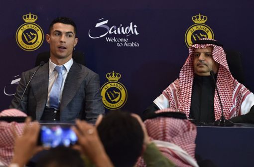 Der Portugiese Cristiano Ronaldo bei seiner Vorstellung in Riad als neuer Spieler von   Al-Nassr FC Foto: AFP