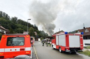 Weithin ist die Rauchsäule über dem brennenden Haus in Straßberg zu sehen. Foto: Jannik Nölke