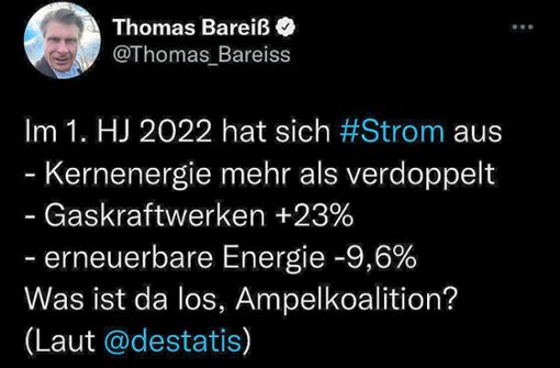 Dieser Tweet ist Thomas Bareiß auf die Füße gefallen – er erntete für die Fehlinterpretation der Statistik einiges an Häme. Foto: Schnurr