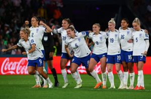 Entscheidung im Elfmeterschießen: England ist eine Runde weiter bei der Fußball-WM. Foto: AFP/PATRICK HAMILTON