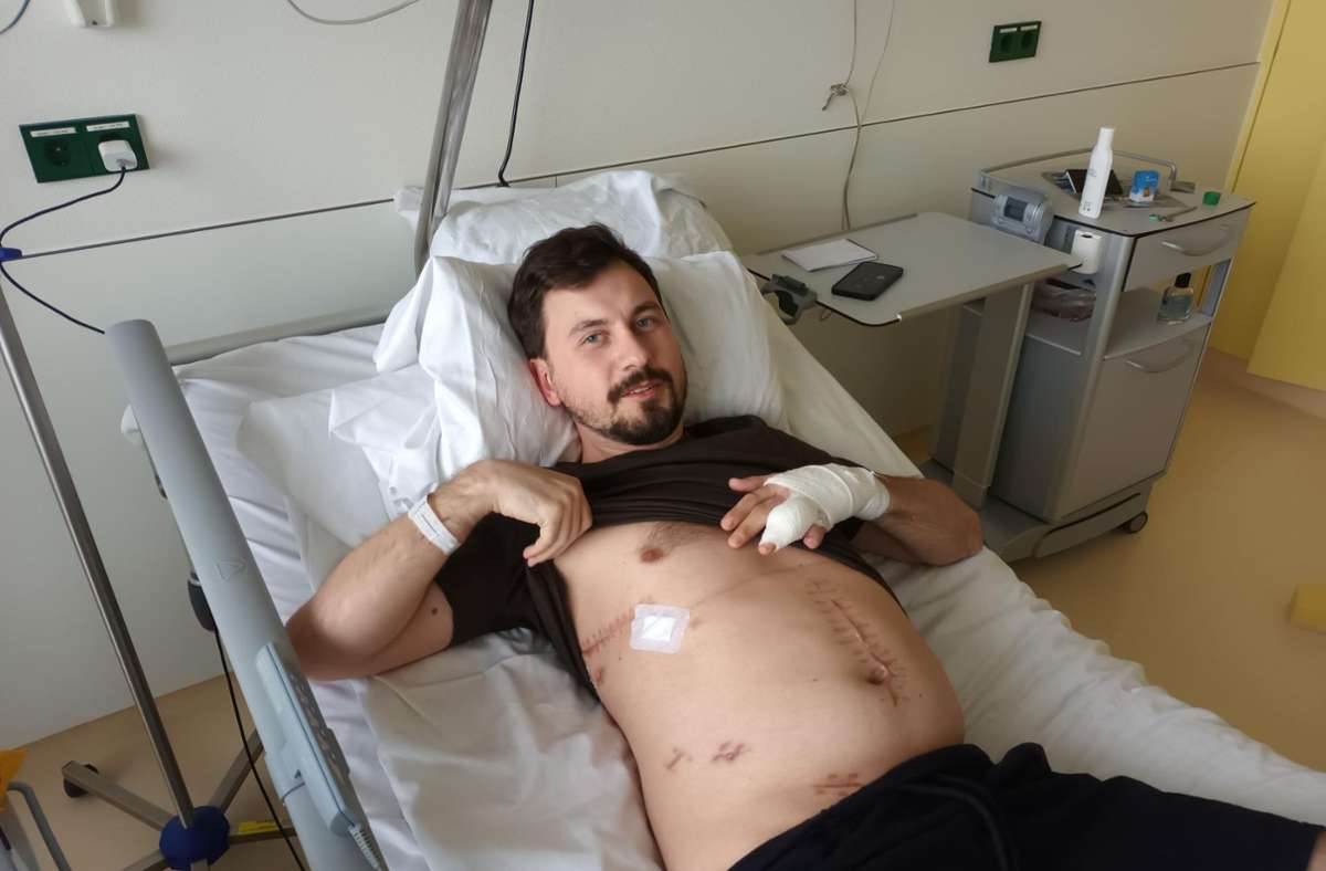 Sergej Iwanchuk (29) liegt mit fünf Einschüssen im Bundeswehrkrankenhaus in Ulm Foto: Christoph Link/.