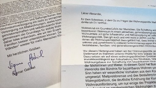 Mit herzlichen Grüßen: SPD-Chef Sigmar Gabriel reagiert auf ein Schreiben der SPD Zollernalb. Foto: privat