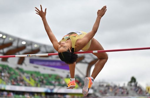Marie-Laurence Jungfleisch übersprang 1,86 Meter. Foto: AFP/ANDREJ ISAKOVIC