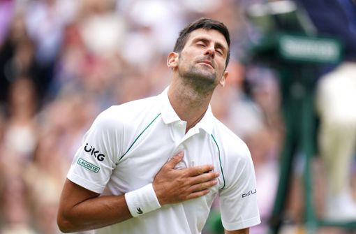Novak Djokovic genießt seine Bühne in Wimbledon sichtlich. Foto: dpa/Adam Davy