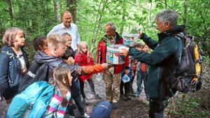 Viertklässler der Lucian-Reich-Schule im Wald unterwegs
