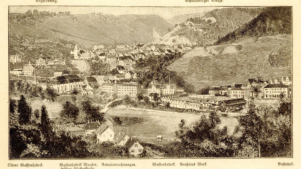 Oberndorf e la Waffenfabrik Mauser Oberndorf am Neckar e fabbrica Mauser alla fine dell'Ottocento