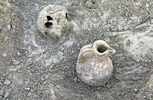 Neben verschiedenen Gegenständen sind auch menschliche Überreste – hier der Schädel eines Mannes – gefunden worden. Foto: Burkhart Haus