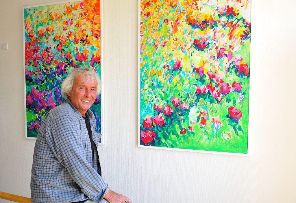 2014 schaute der Künstler Wolfgang Hehl vor seiner Blütenpracht noch zuversichtlich.