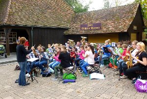 Jungmusiker aus Wilflingen und Wellendingen unterhalten die Besucher des Erlebnisparks Tripsdrill.  Foto: Jugendkapelle Foto: Schwarzwälder-Bote