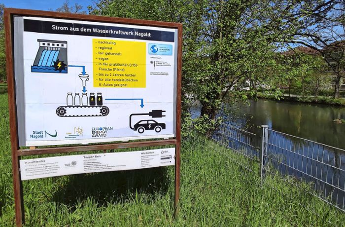 Mai-Scherz in Nagold: Wenn das Wasserwerk den Strom in Pfandflaschen abfüllt
