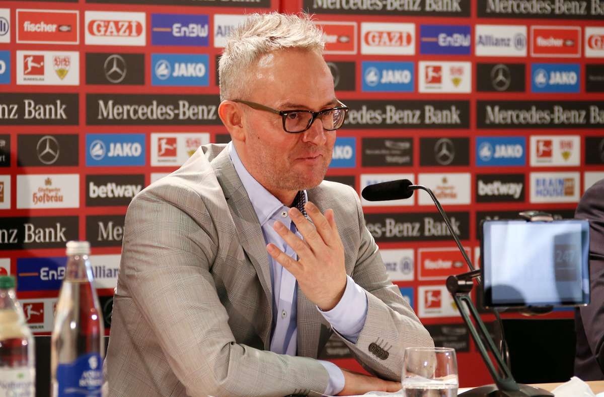 Am 23. März stellte sich Alexander Wehrle zum öffentlichen Einstand beim VfB den Fragen der Journalisten.
