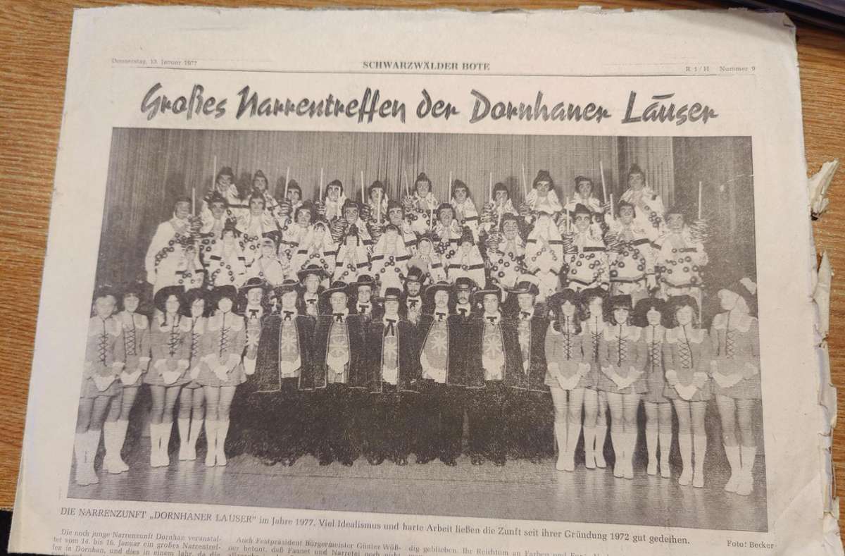 1977 berichtete auch der Schwarzwälder Bote über das große Narrentreffen in Dornhan. Foto: Cools