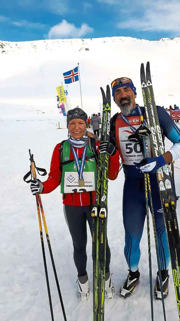 Silke Rosenfelder und Thomas Huber vom Ski-Club Villingen  nahmen an Rennen in Island teil.  Foto: Ski-Club Foto: Schwarzwälder-Bote
